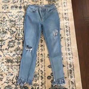 Frayed Light-Wash Jeans